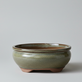 Yorkshire Bonsai Glazed Oval Bonsai Pot Green Ceramic - 18cm