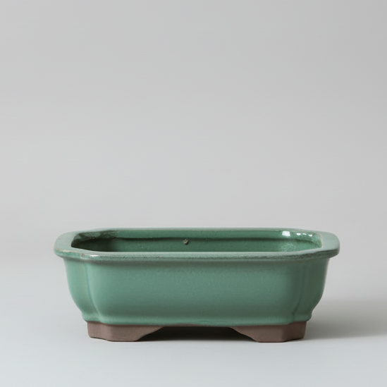 Yorkshire Bonsai Green Glazed Bonsai Pot Rectangle - 18cm