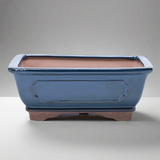 Yorkshire Bonsai Rectangular Glazed Bonsai Pot Blue - 18cm