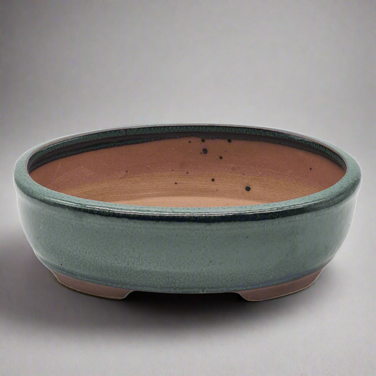Yorkshire Bonsai Glazed Oval Bonsai Pot Green - 18cm