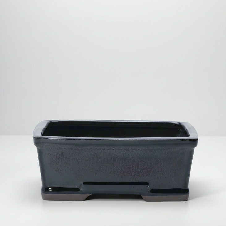 Yorkshire Bonsai Black Glazed Rectangular Bonsai Pot - 18cm