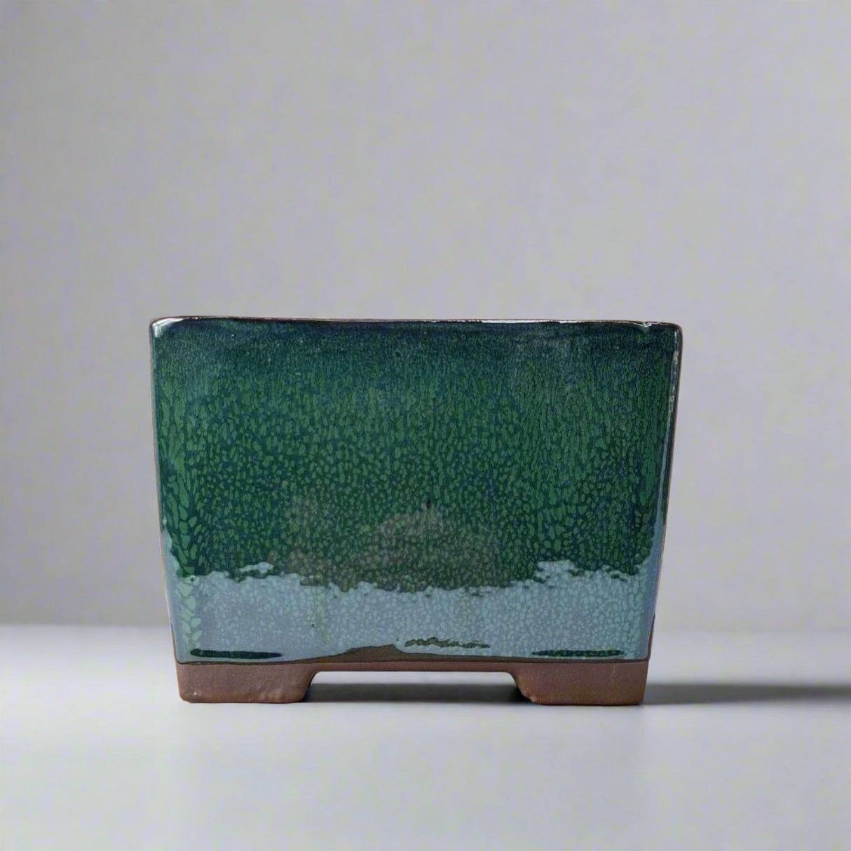 Yorkshire Bonsai Glazed Cascade Bonsai Pot Square Dark Green - 18cm