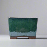 Yorkshire Bonsai Glazed Cascade Bonsai Pot Square Dark Green - 18cm