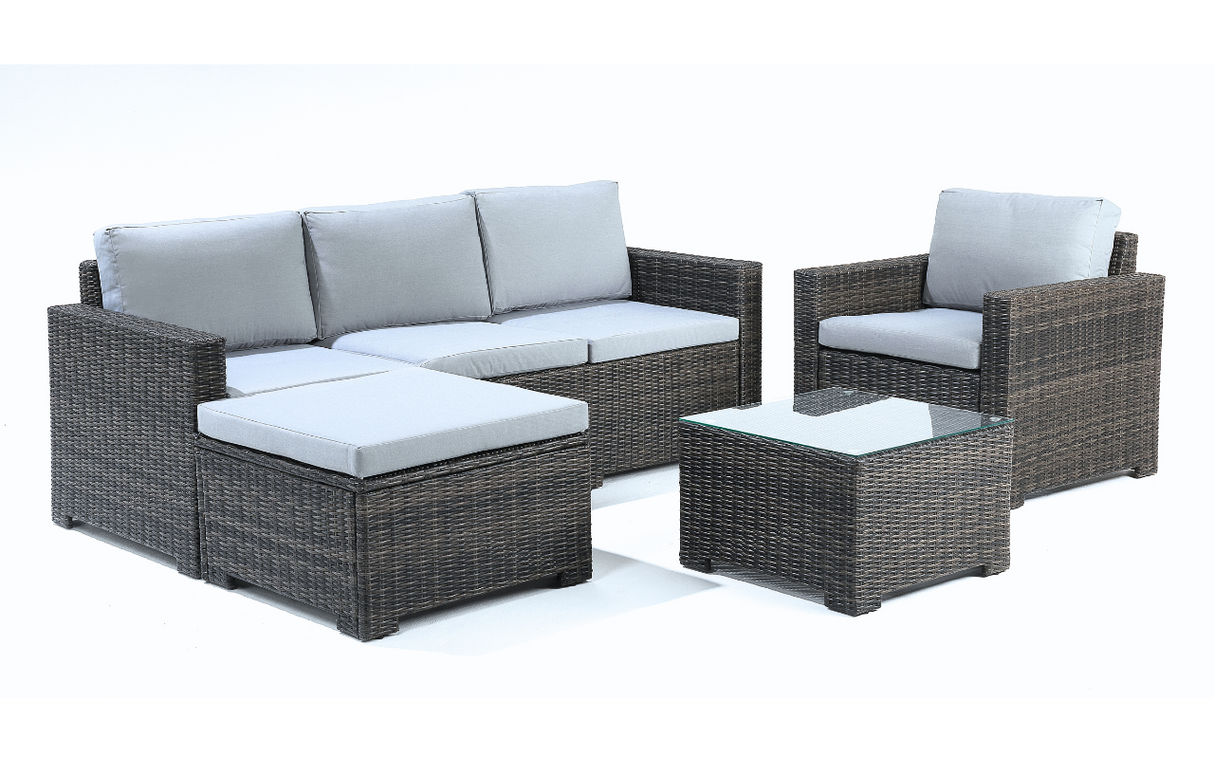 MINT Outdoor Marbella Grey 5 Seater Chaise Garden Sofa Lounge Set