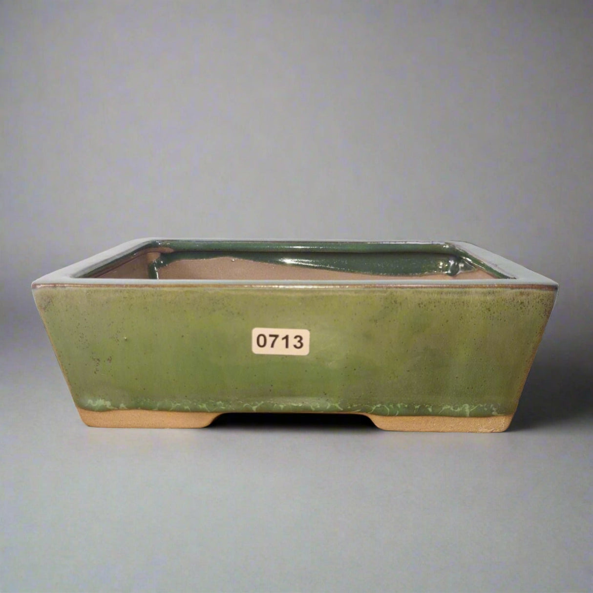 Yorkshire Bonsai Rectangular Glazed Bonsai Pot Green - 22cm