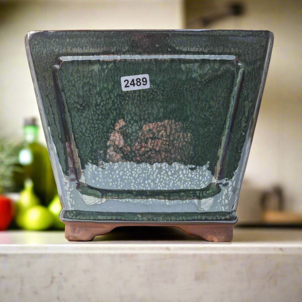 Yorkshire Bonsai Dark Green Cascade Bonsai Pot Glazed - 19cm