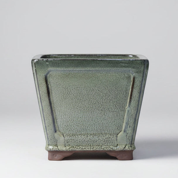 Yorkshire Bonsai Cascade Bonsai Pot Olive Green Square Glazed - 19cm
