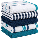 5 Pack Super Absorbent Check Quick Drying Cotton Terry Kitchen Tea Towels by OLIVIA ROCCO