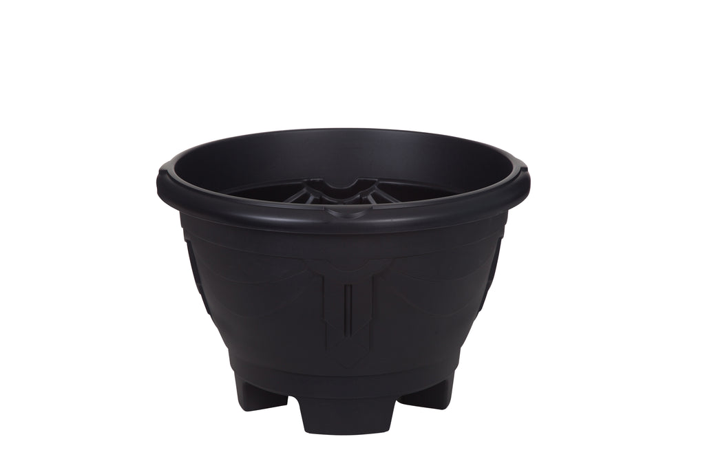 Whitefurze Venetian Black Round Planter With Legs, 34cm