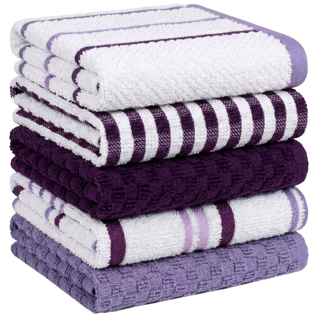 5 Pack Super Absorbent Check Quick Drying Cotton Terry Kitchen Tea Towels by OLIVIA ROCCO