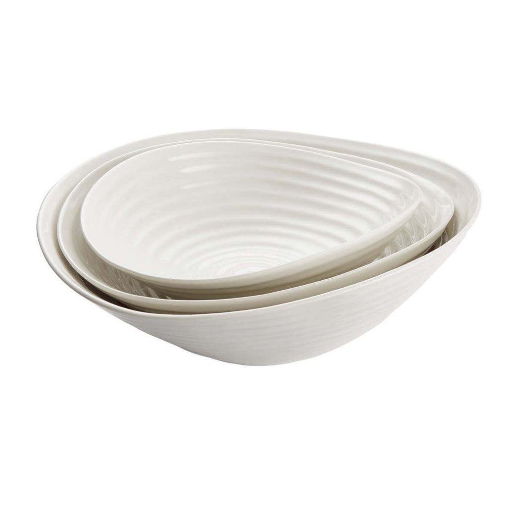 Portmeirion Sophie Conran Porcelain Salad Bowls, Set of 3, White