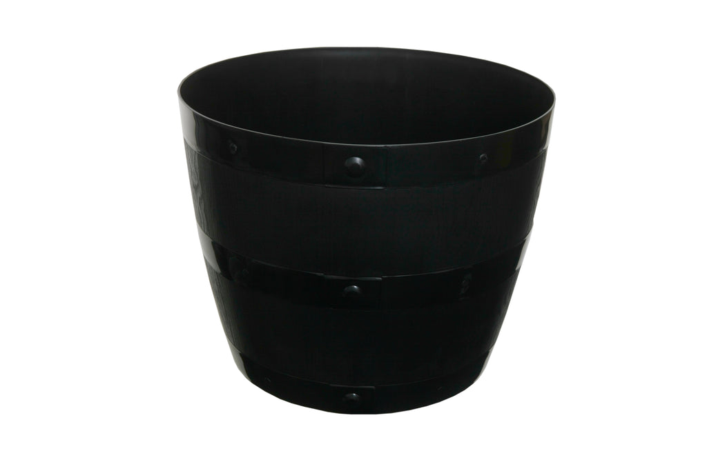 Whitefurze Black Barrel Planter, 50cm