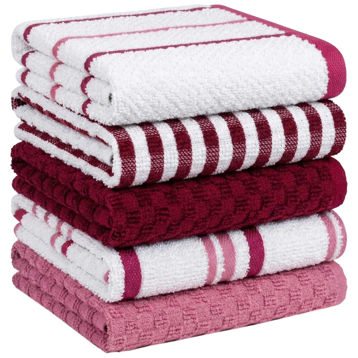 5 Pack Super Absorbent Check Quick Drying Cotton Terry Kitchen Tea Towels by OLIVIA ROCCO