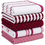 5 Pack Super Absorbent Check Quick Drying Cotton Terry Kitchen Tea Towels by OLIVIA ROCCO