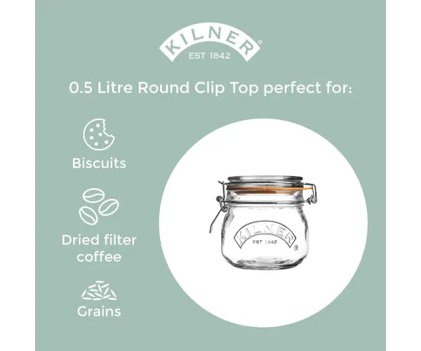 Kilner Clip Top Round Jar, 0.5L