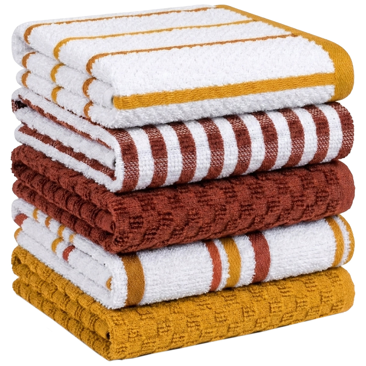 5 Pack Super Absorbent Check Quick Drying Cotton Terry Kitchen Tea Towels by OLIVIA ROCCO