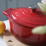 Rinkit Red Ombre Oval Cast Iron Casserole Dish - 4.68L