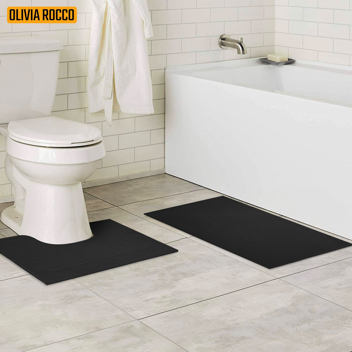 2 Piece Monaco Non Slip Bath Mat Rug Set by OLIVIA ROCCO