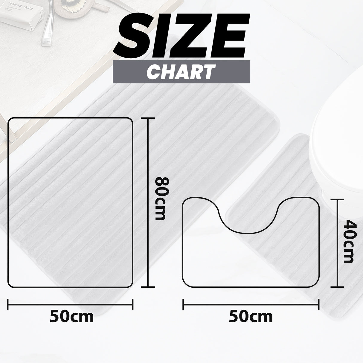 2 Piece Ribbed Bath Mat Set in Charcoal by OLIVIA ROCCO