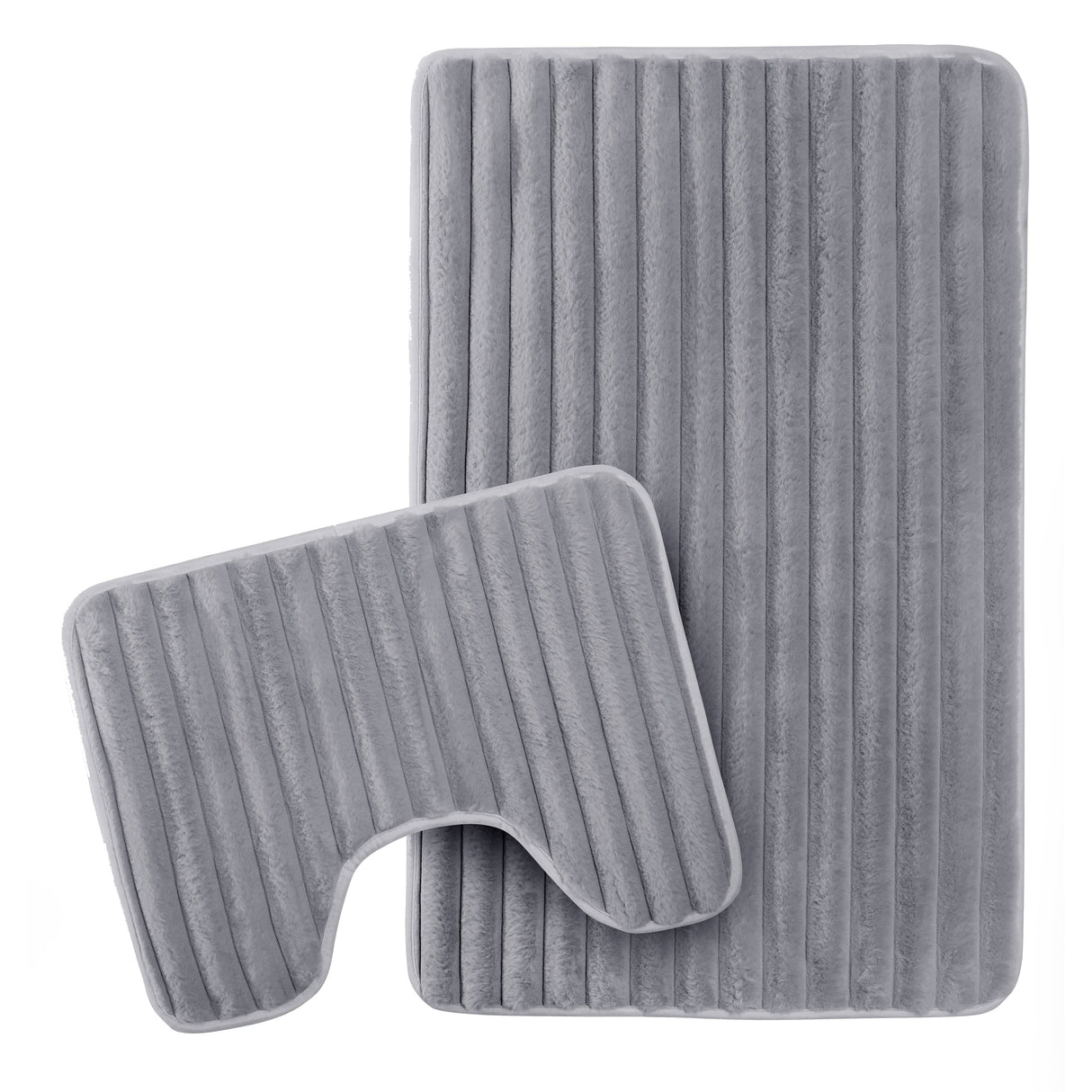 2 Piece Ribbed Bath Mat Set in Charcoal by OLIVIA ROCCO