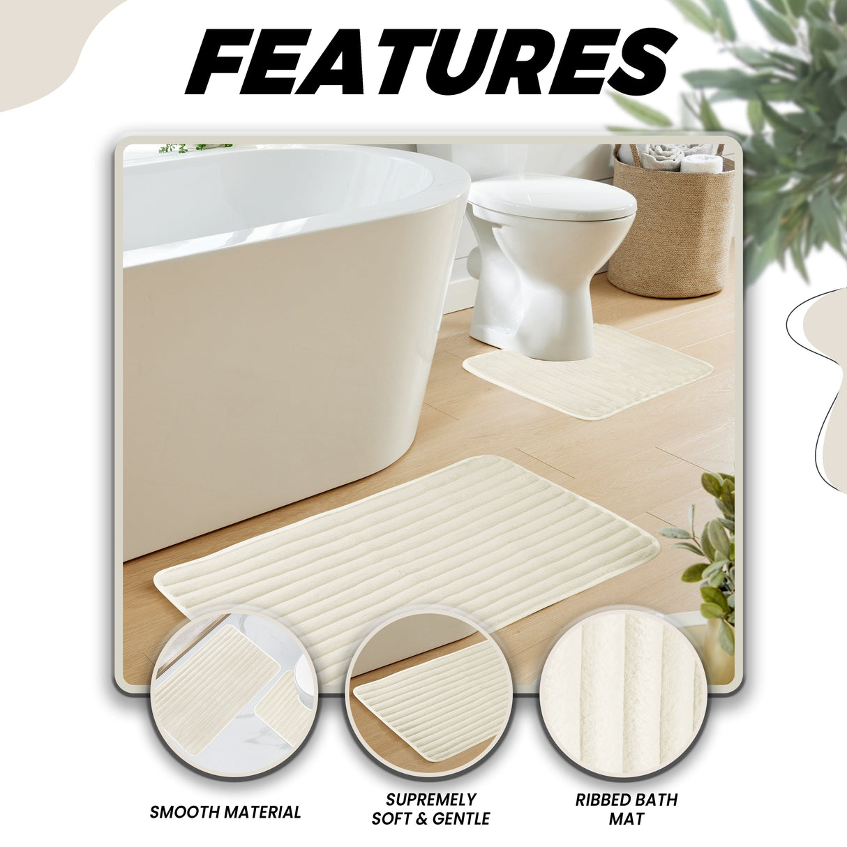 2 Piece Ribbed Bath Mat Set by OLIVIA ROCCO