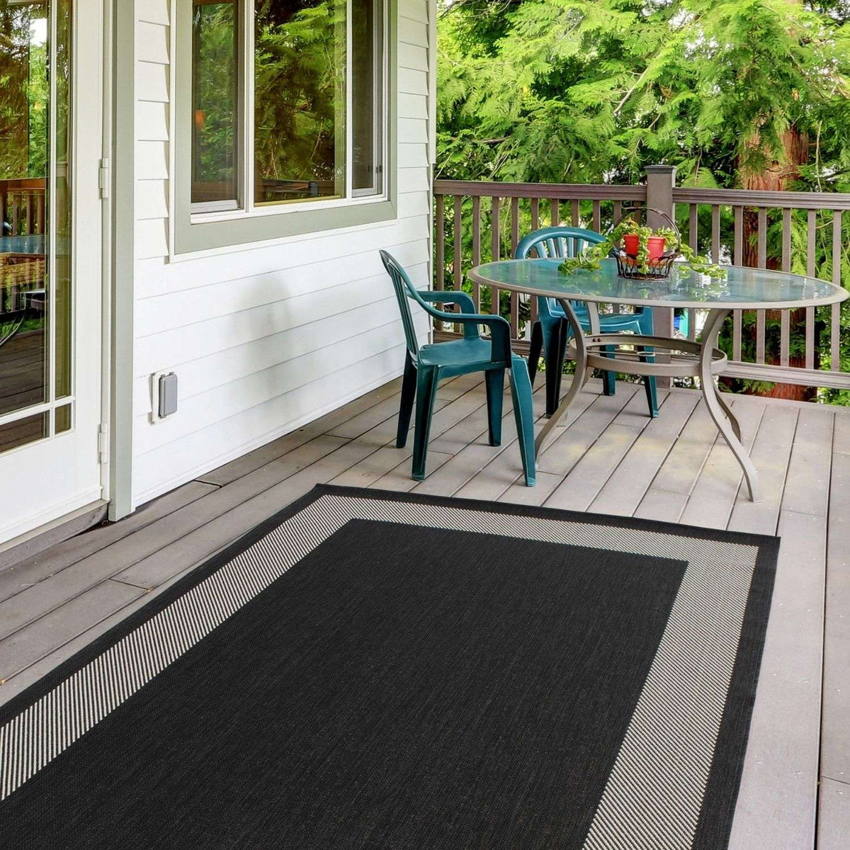 Ecology Outdoor Rug Black 200BL by The Rugs