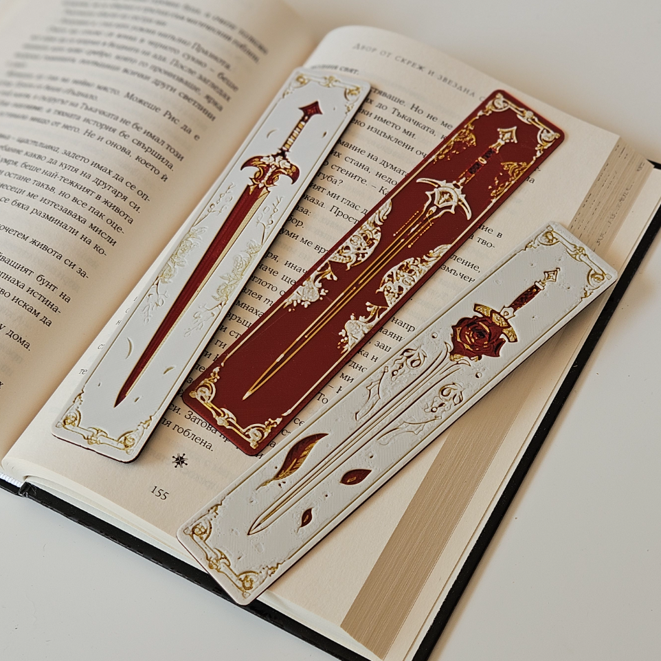 Filamora Studios Sword Floral Bookmark Set