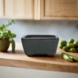 Yorkshire Bonsai Green Glazed Square Bonsai Pot Small - 10cm