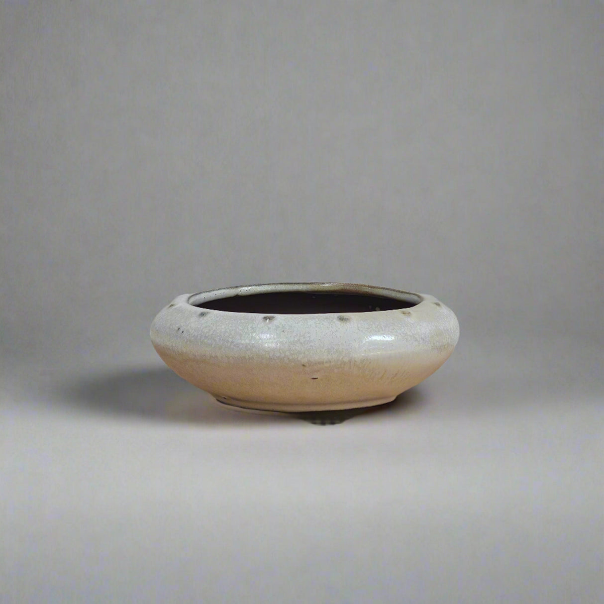 Yorkshire Bonsai White Glazed Round Bonsai Pot Ceramic - 13cm