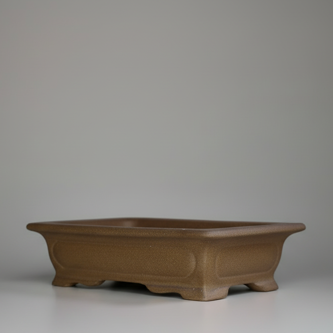 Yorkshire Bonsai Premium Unglazed Rectangular Bonsai Pot Brown - 17cm