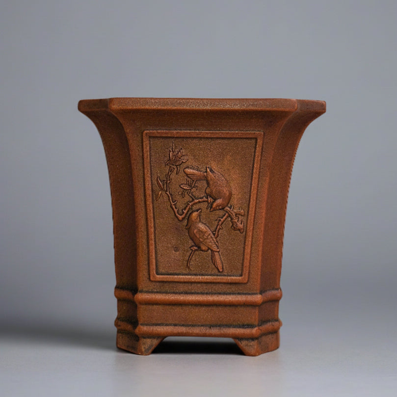 Yorkshire Bonsai Unglazed Cascade Bonsai Pot Brown - 11cm