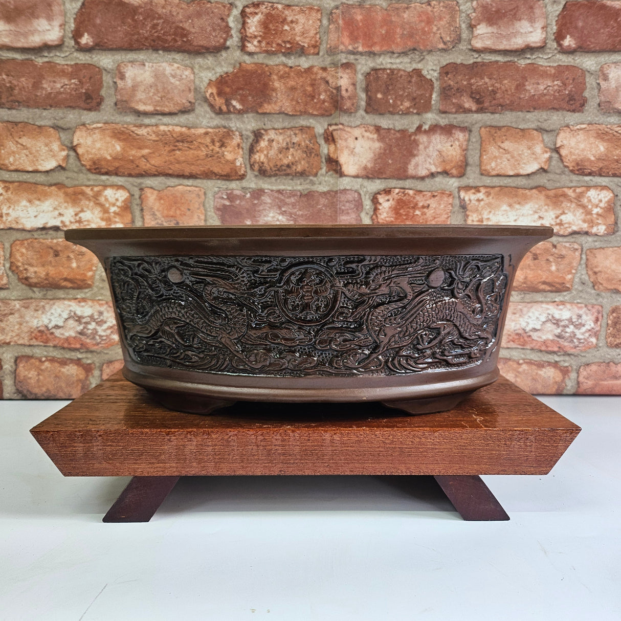 Yorkshire Bonsai Premium Unglazed Oval Bonsai Pot Brown - 46cm