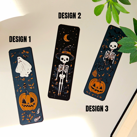 Filamora Studios Halloween Skeleton Pumpkin Bookmark Set