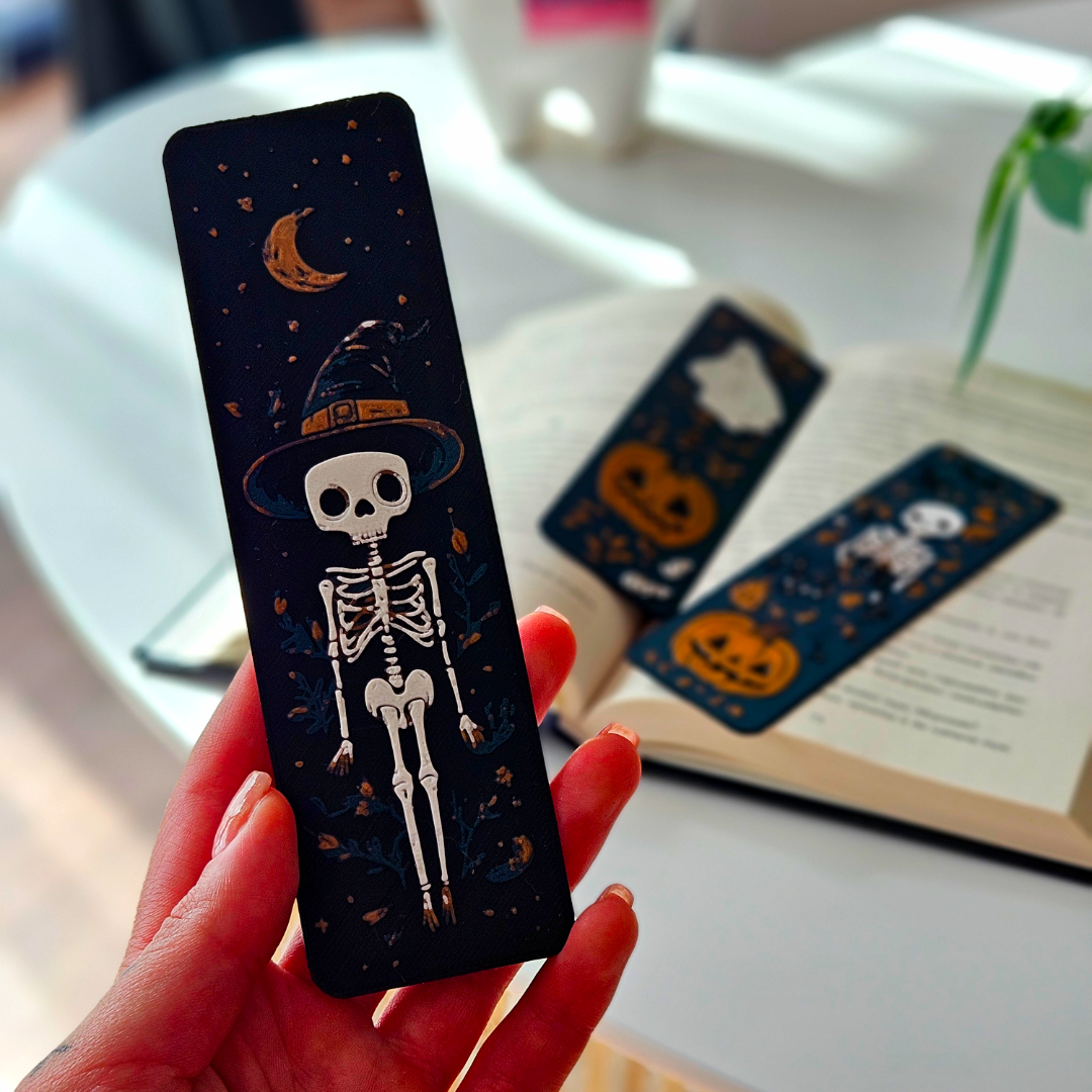 Filamora Studios Halloween Skeleton Pumpkin Bookmark Set