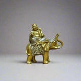 Yorkshire Bonsai Lucky Buddha on Elephant Resin Figurine Decor
