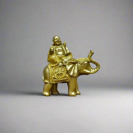 Yorkshire Bonsai Lucky Buddha on Elephant Resin Figurine Decor