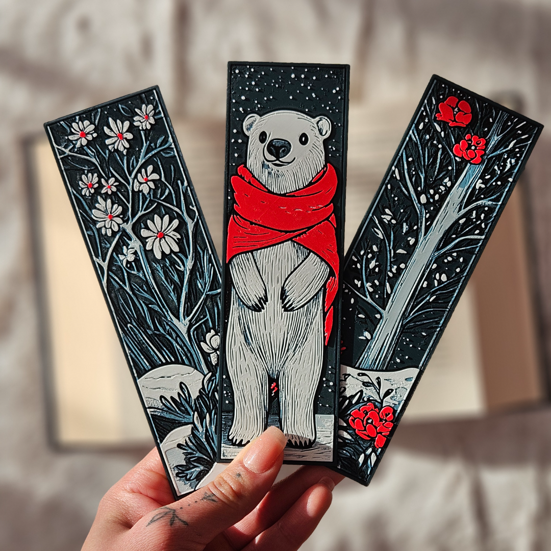 Filamora Studios Winter Bookmark Set – Polar Bear, Snowy Trees & Holiday Magic