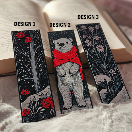 Filamora Studios Winter Bookmark Set – Polar Bear, Snowy Trees & Holiday Magic