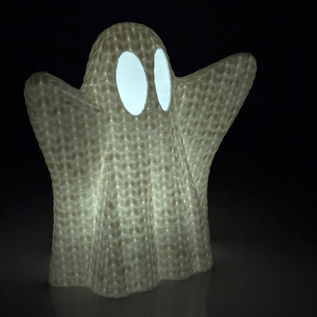 Filamora Studios Knitted Style Halloween Ghost LED Tea Light Holder