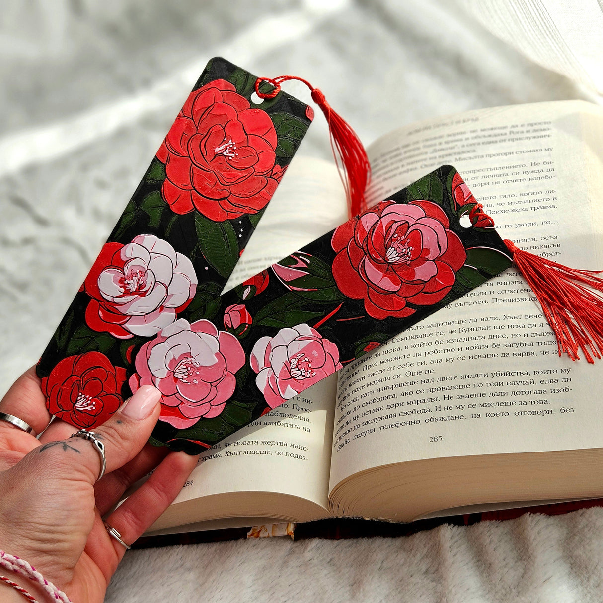 Filamora Studios Camellia Whispers 3D Floral Bookmark