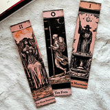 Filamora Studios Gothic Tarot Bookmark Set | The Fool, High Priestess & Magician