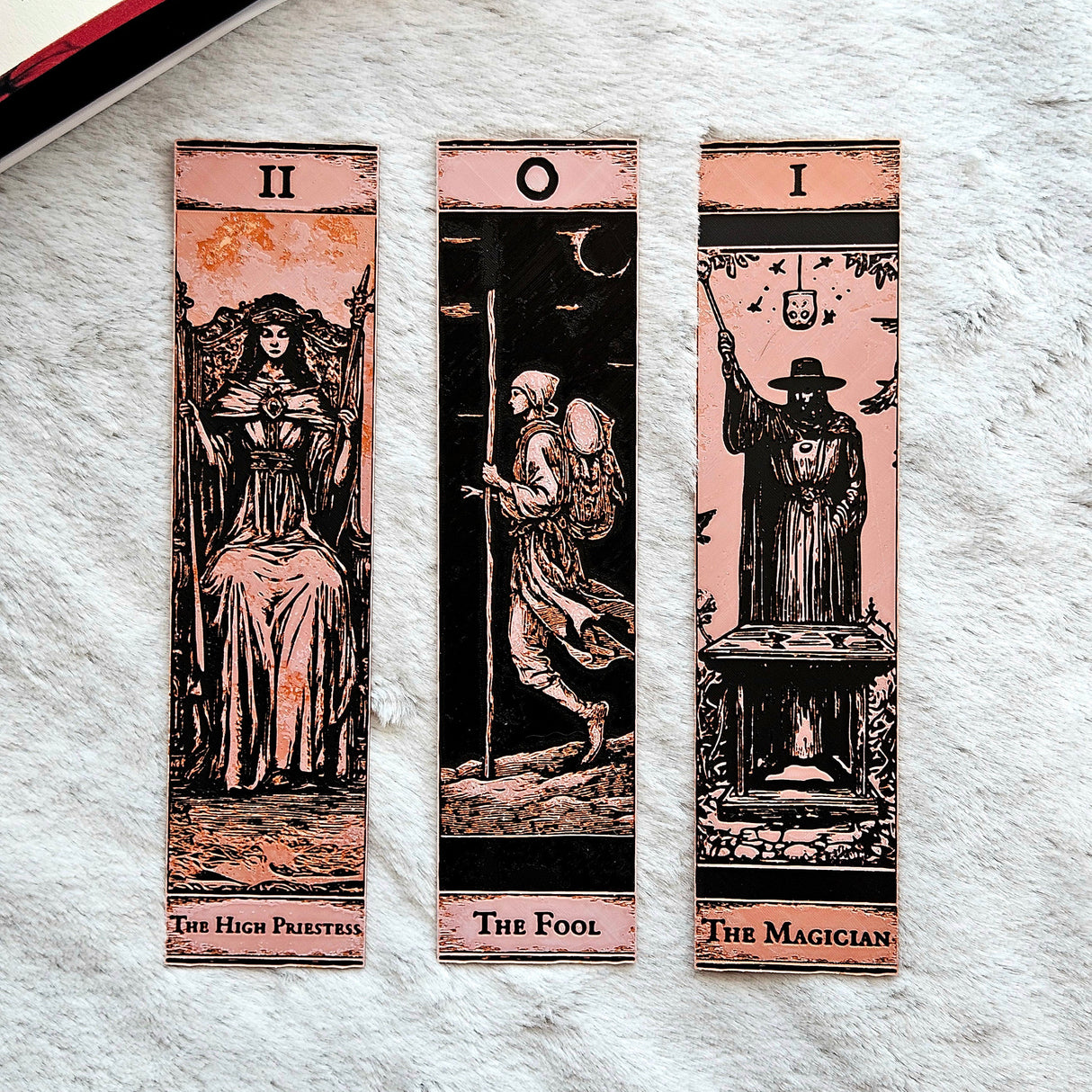 Filamora Studios Gothic Tarot Bookmark Set | The Fool, High Priestess & Magician
