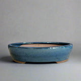 Yorkshire Bonsai Blue Glazed Oval Bonsai Pot - 27cm