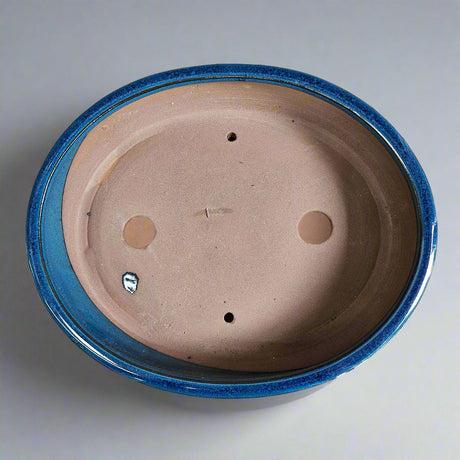 Yorkshire Bonsai Blue Glazed Oval Bonsai Pot - 38cm
