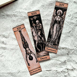 Filamora Studios Gothic Tarot Bookmark Set  | The Hanged Man, Death & Temperance
