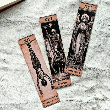 Filamora Studios Gothic Tarot Bookmark Set  | The Hanged Man, Death & Temperance