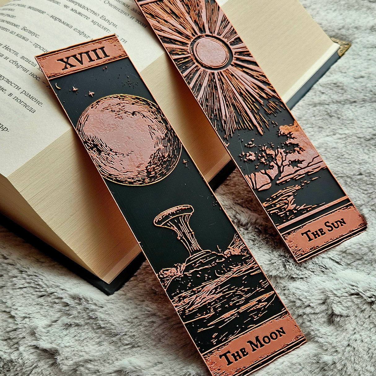 Filamora Studios Gothic Tarot Bookmarks Set - Moon & Sun Witchy Decor