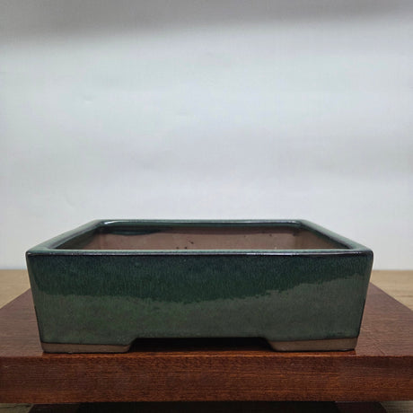 Yorkshire Bonsai Dark Green Glazed Rectangle Bonsai Pot - 22cm