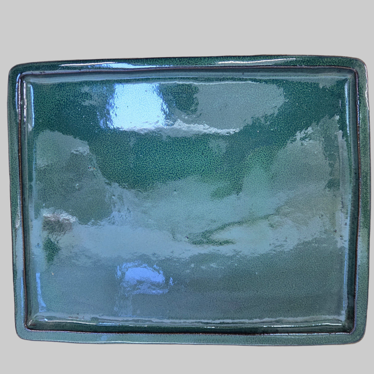 Yorkshire Bonsai Dark Green Glazed Rectangular Drip Tray - 36cm