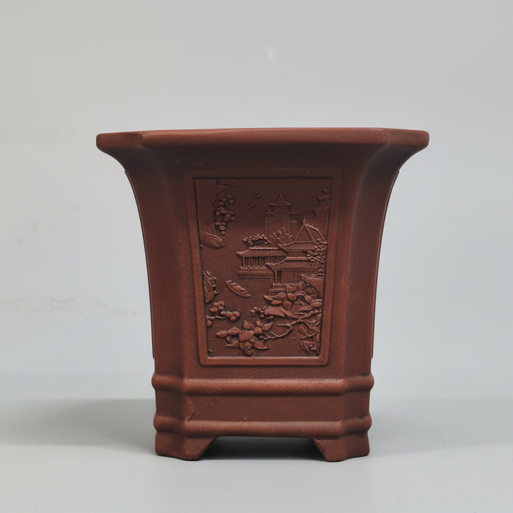 Yorkshire Bonsai Unglazed Cascade Bonsai Pot Brown - 11cm